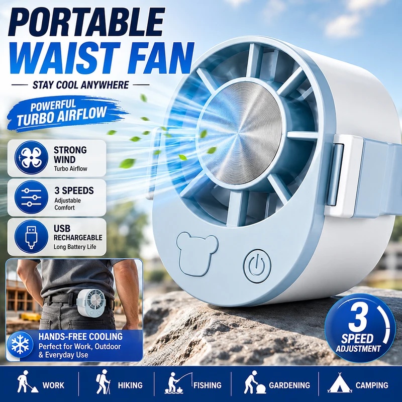 Camping Quiet - Ventilateur de ceinture portable rechargeable, mains