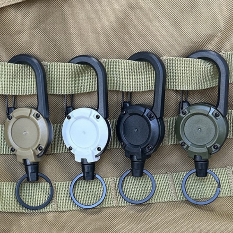 Outdoor Camping Logo - Porte-clés rétractable d'extérieur, mousqueton robuste, porte-Badge