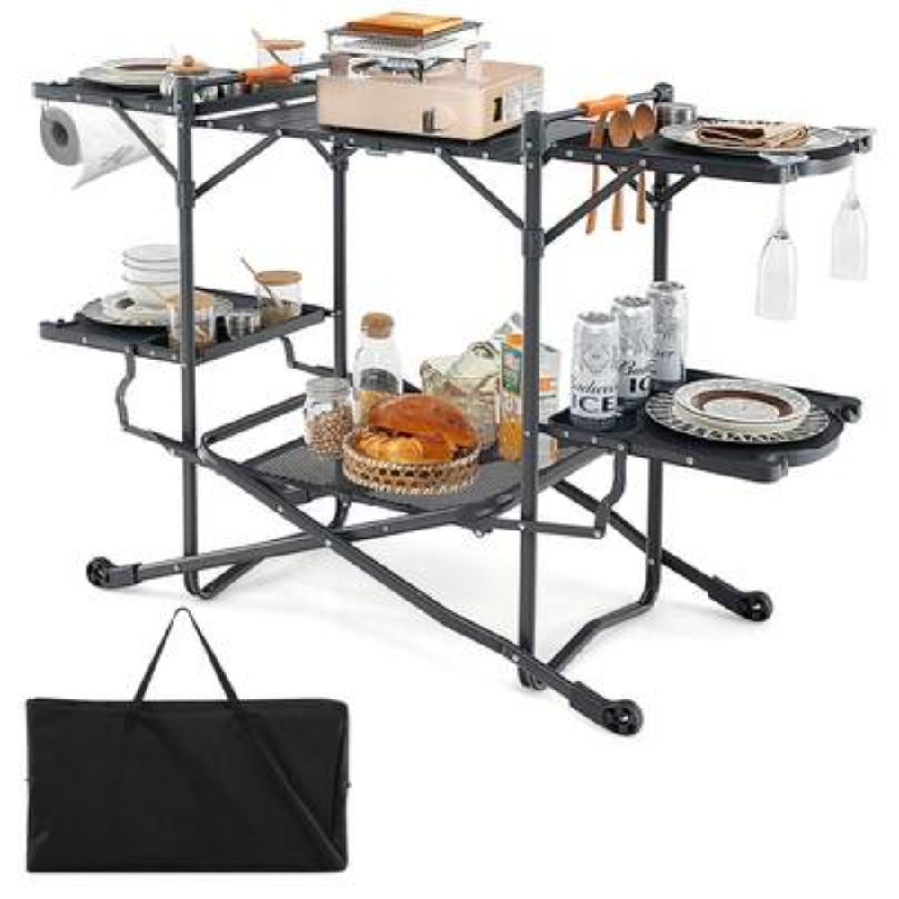 Outdoor Camping Kitchen Setup - Table de cuisine pliante pour le