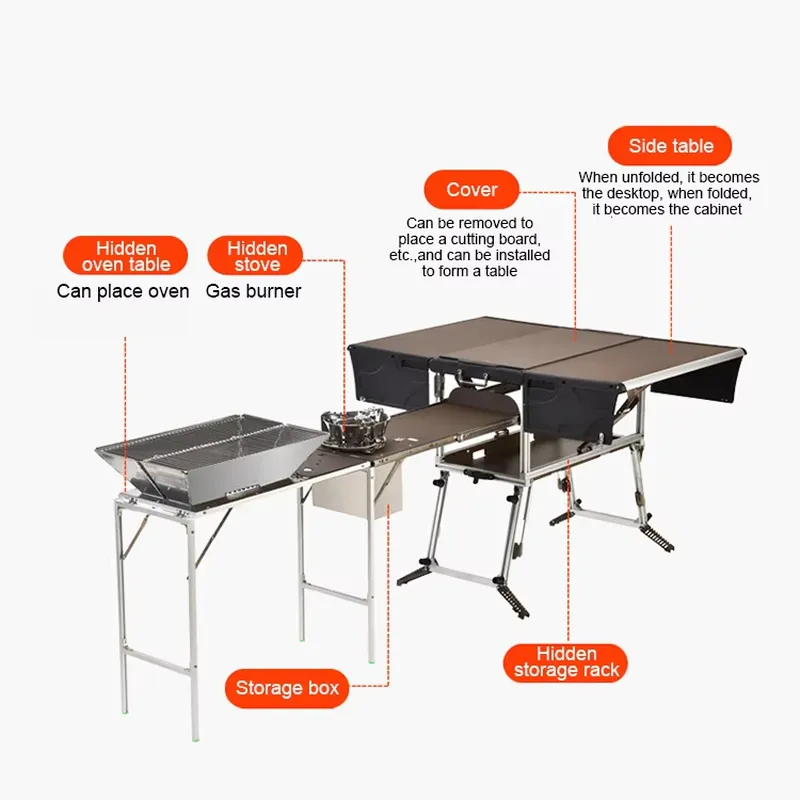 Outdoor Camping Kitchen Setup - Boîte de cuisine de camping pratique