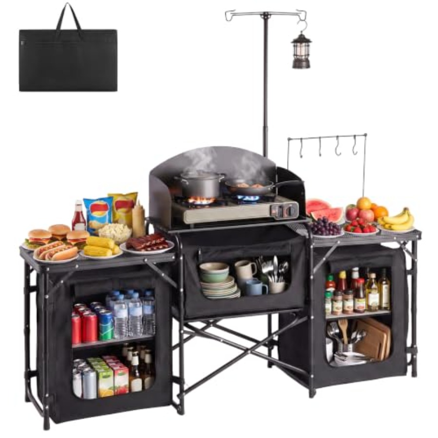 Outdoor Camping Kitchen Setup - Table de camping pliante, table portable