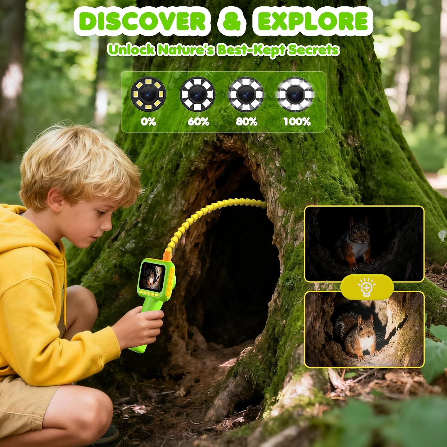Outdoor Camping Kit - Endoscope pour enfants, caméra serpentine avec