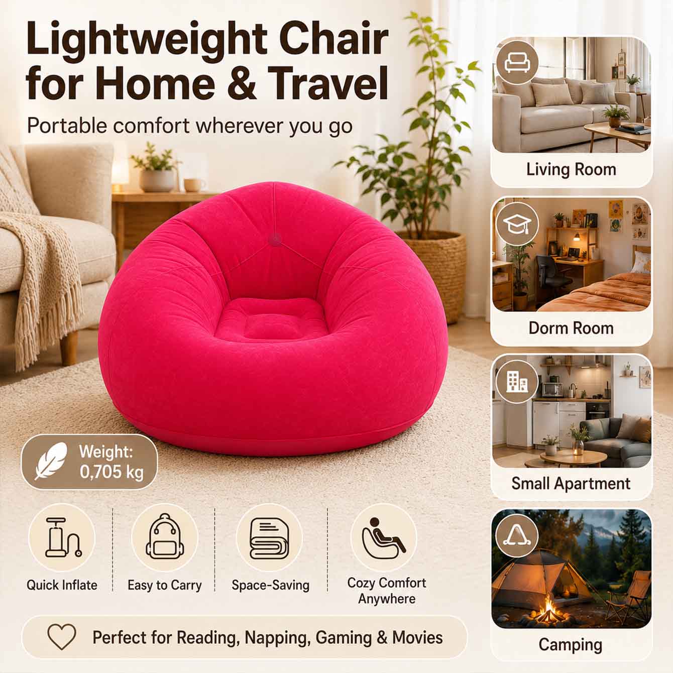 1PC Fauteuils gonflables de ca - Outdoor Camping Couch avis et prix