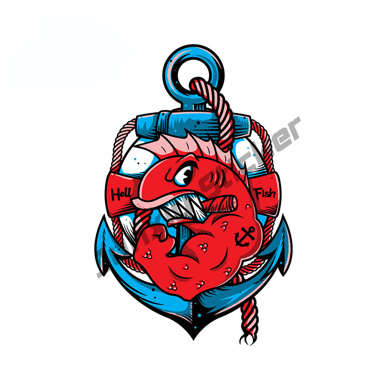Hellfish Logo vinyle autocolla - Outdoor Camping Logo avis et prix