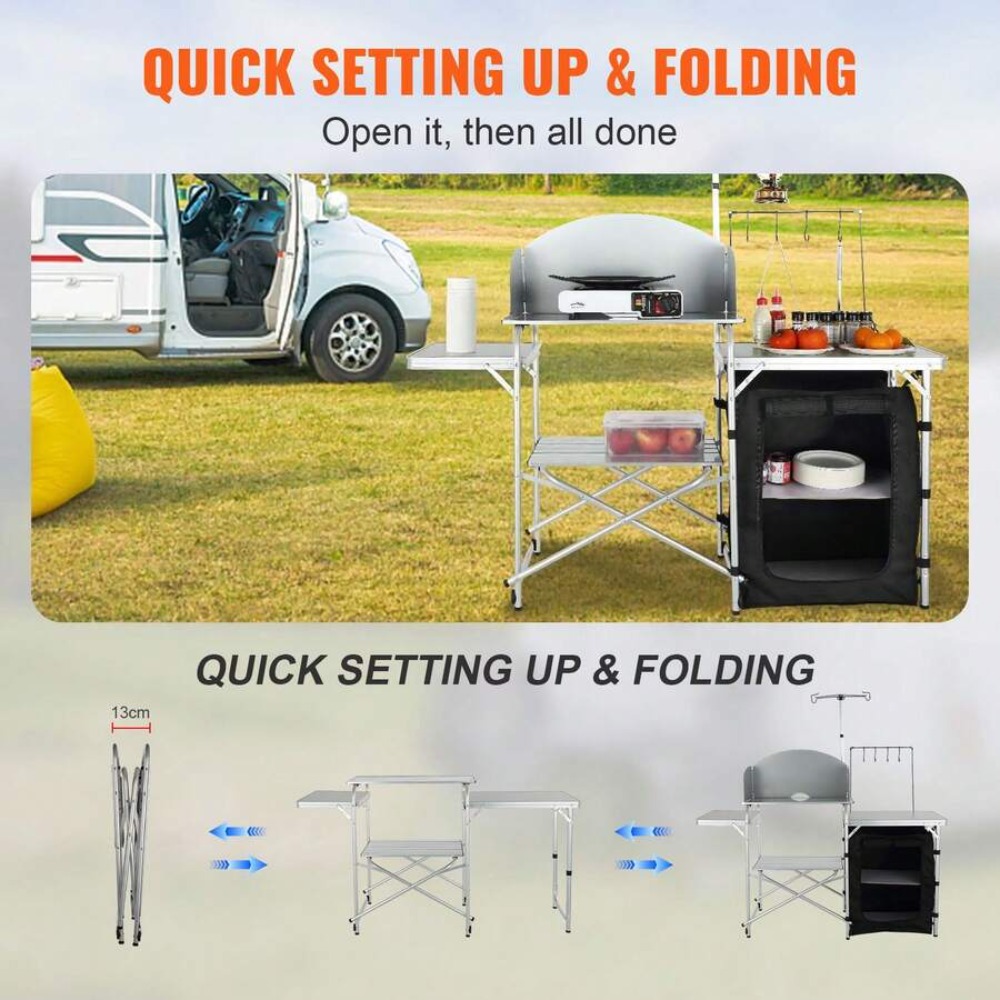 Table de cuisine pliante pour  - Outdoor Camping Kitchen Setup avis et prix