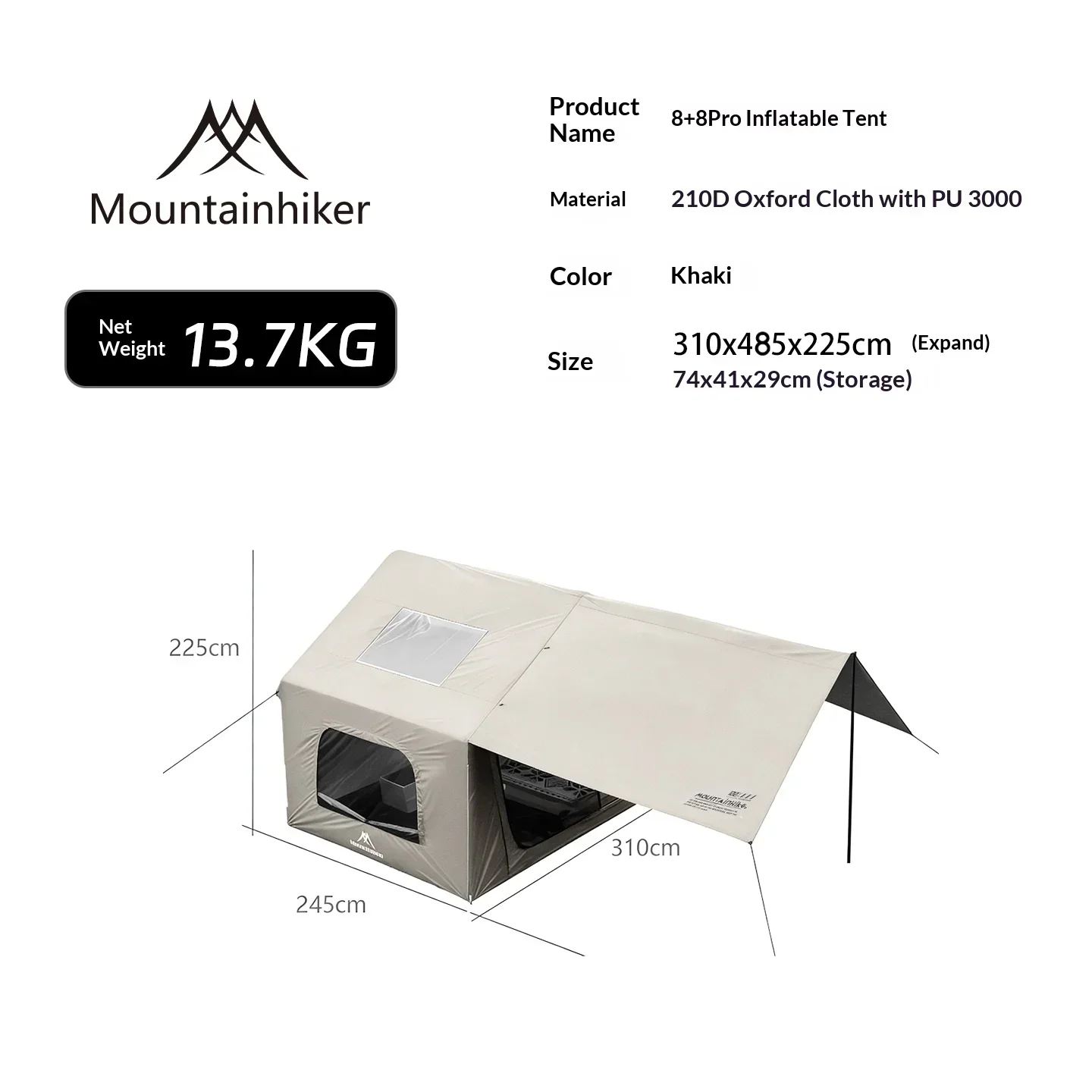 8+8 ㎡   Tente de camping gonfl - Outdoor Inflatable Camping Tent With Air Pump avis et prix