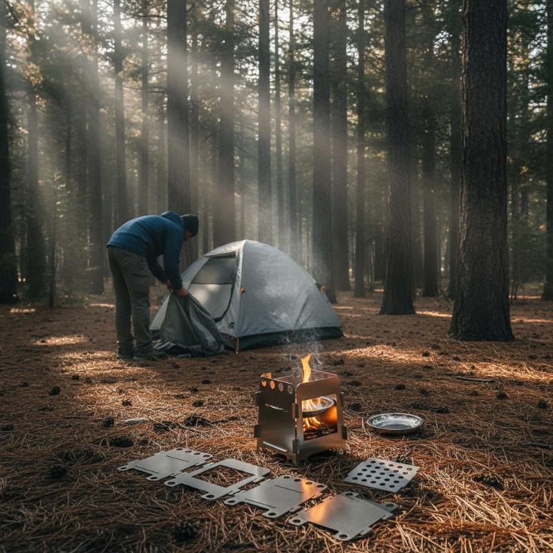 1 ensemble de poêle à bois pli - Outdoor Camping Stove Wood avis et prix
