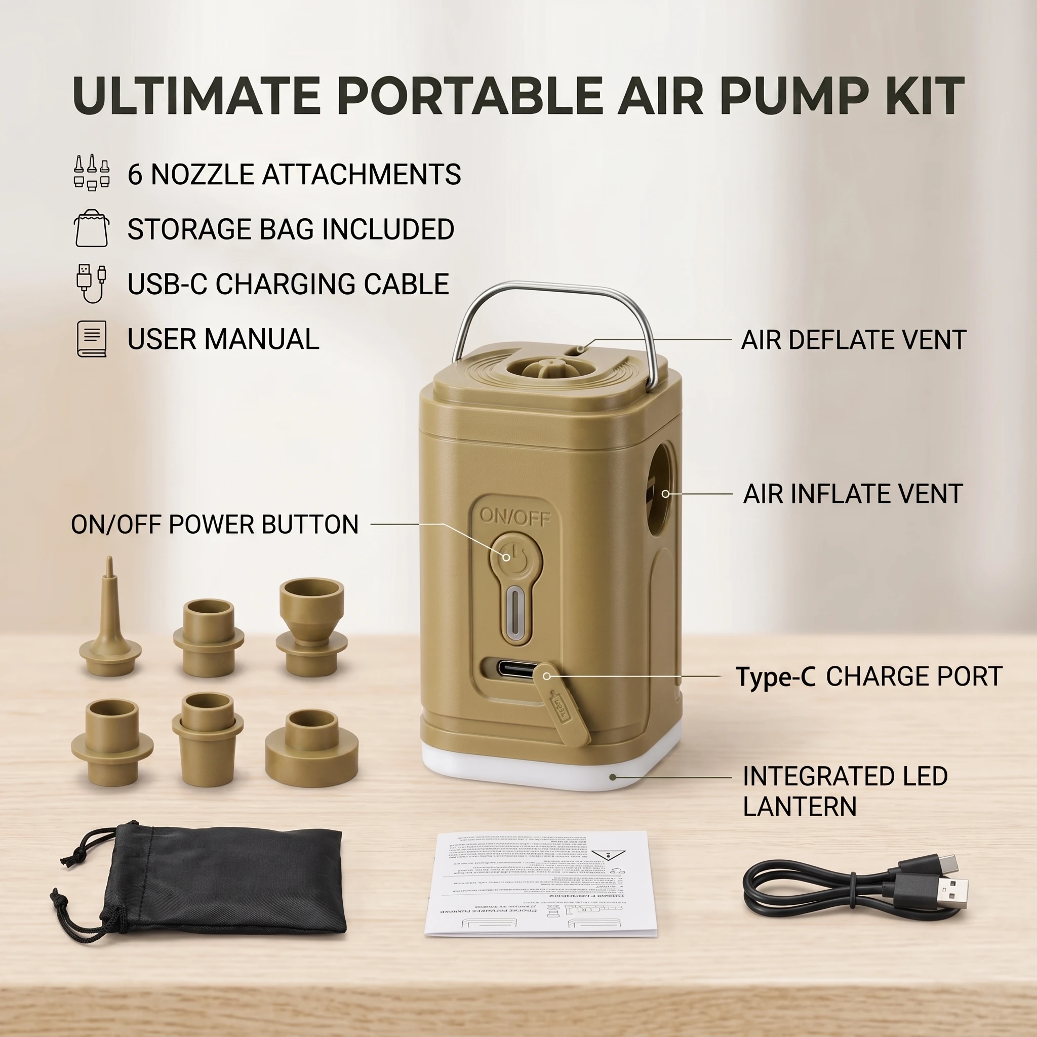Mini Pompe à Air Sans Fil USB- - Outdoor Inflatable Camping Tent With Air Pump avis et prix