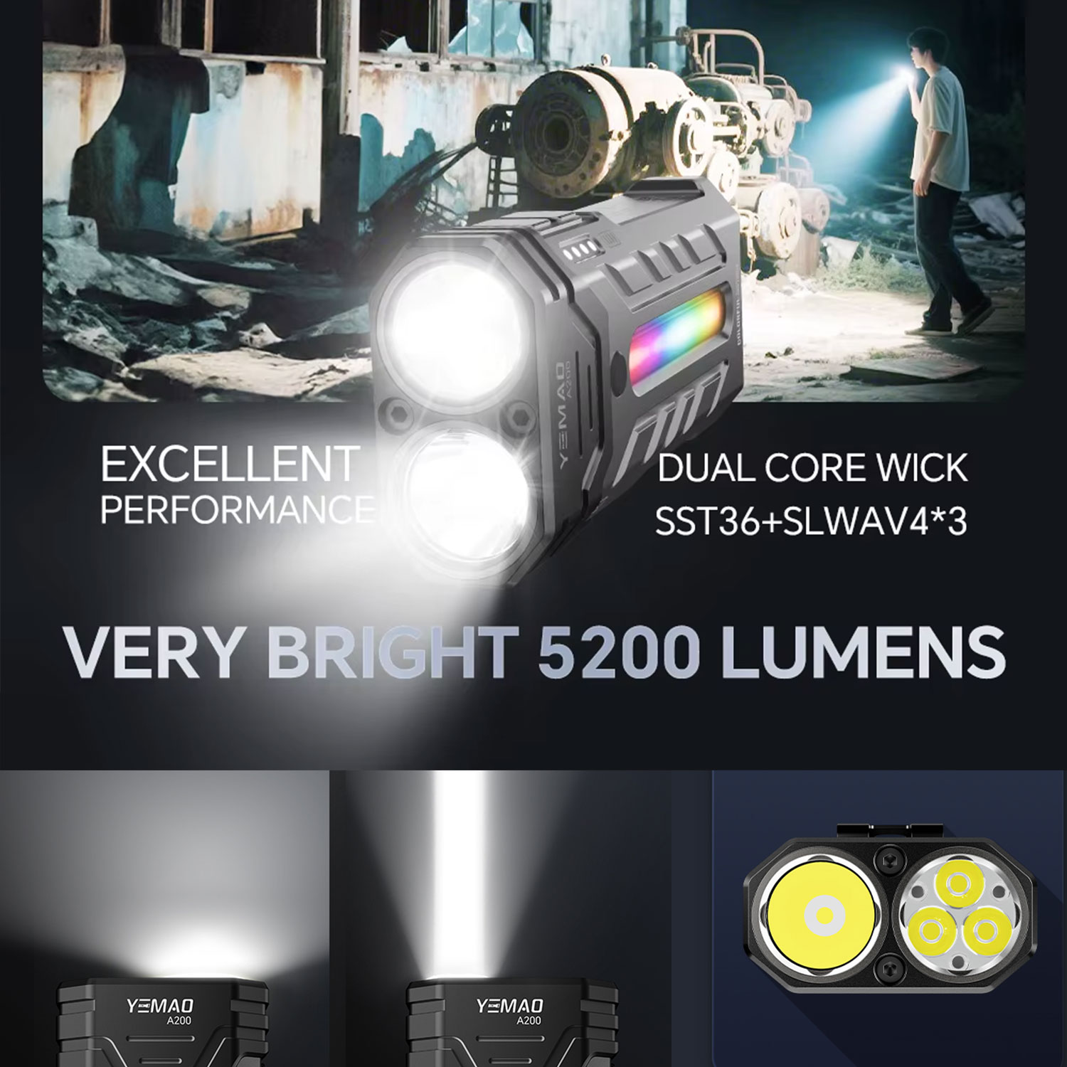 Lampe de poche LED RGB Portabl - Outdoor Camping Items avis et prix